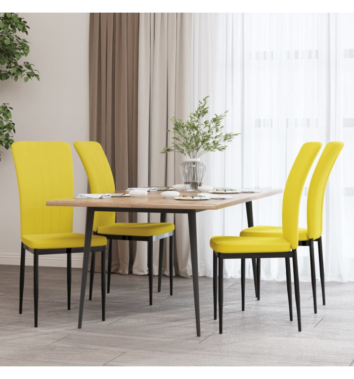 Chaises à manger lot de 4 Jaune moutarde Velours | Mobilier & Déco