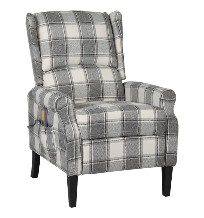 Fauteuil de massage inclinable gris blanc tissu | Mobilier & Déco
