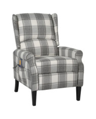 Fauteuil de massage inclinable gris blanc tissu | Mobilier & Déco