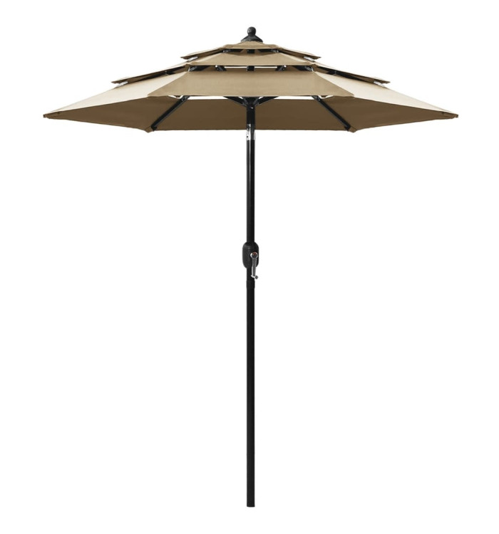 Parasol de jardin à 3 niveaux avec mât en aluminium taupe 2 m | Mobilier & Déco