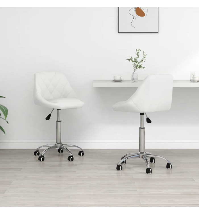 Chaises pivotantes à manger lot de 2 blanc similicuir | Mobilier & Déco