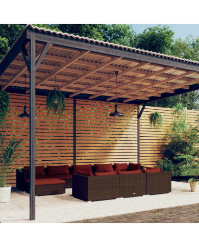Salon de jardin 10 pcs avec coussins Marron Résine tressée | Mobilier & Déco