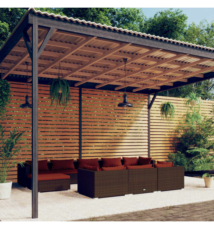 Salon de jardin 10 pcs avec coussins Marron Résine tressée | Mobilier & Déco