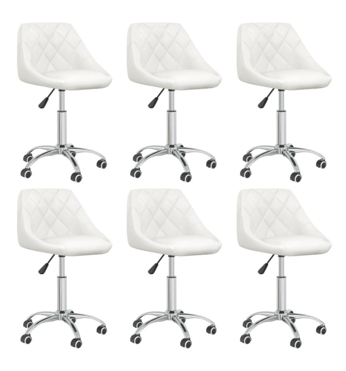Chaises pivotantes à manger lot de 6 blanc similicuir | Mobilier & Déco