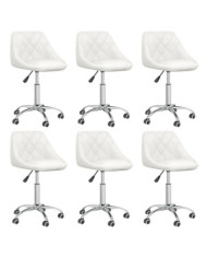 Chaises pivotantes à manger lot de 6 blanc similicuir | Mobilier & Déco