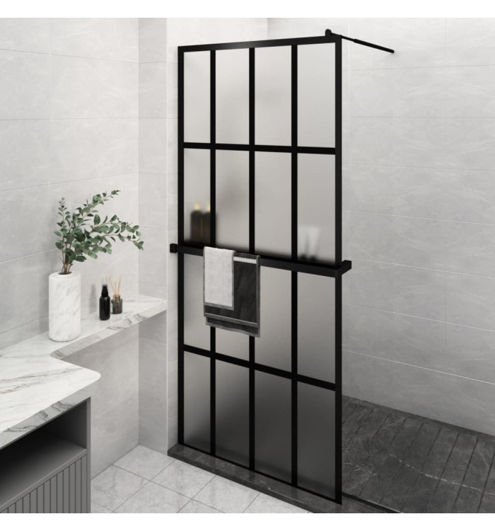 Paroi de douche avec étagère Noir 100x195cm Verre ESGetAluminium | Mobilier & Déco