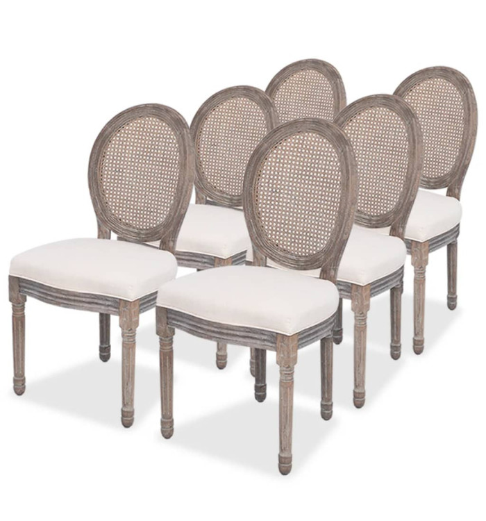 Chaises à manger lot de 6 crème tissu | Mobilier & Déco