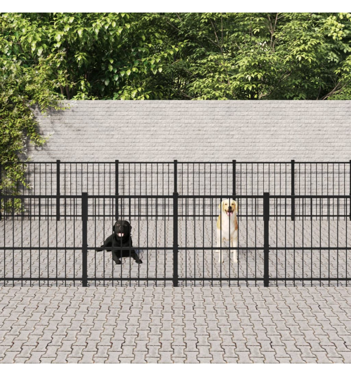 Chenil d'extérieur pour chiens Acier 32,93 m² | Mobilier & Déco