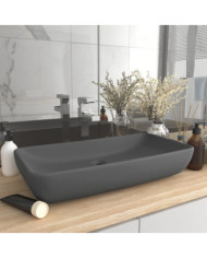 Lavabo de luxe rectangulaire Gris foncé mat 71x38 cm Céramique | Mobilier & Déco