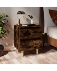 Table de chevet avec pieds en bois Chêne fumé 40x35x50 cm | Mobilier & Déco