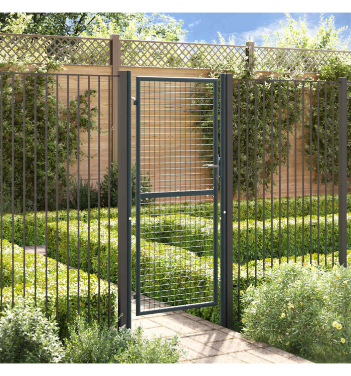 Portail en maille de jardin Acier galvanisé 100 x 250 cm Gris | Mobilier & Déco