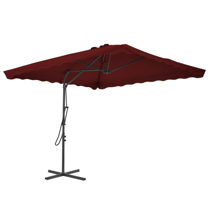 Parasol de jardin et mât en acier rouge bordeaux 250x250x230 cm | Mobilier & Déco