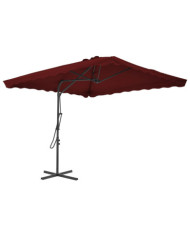 Parasol de jardin et mât en acier rouge bordeaux 250x250x230 cm | Mobilier & Déco