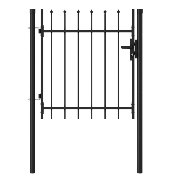 Portillon simple porte avec dessus à pointe Acier 1x1 m Noir | Mobilier & Déco
