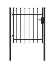 Portillon simple porte avec dessus à pointe Acier 1x1 m Noir | Mobilier & Déco