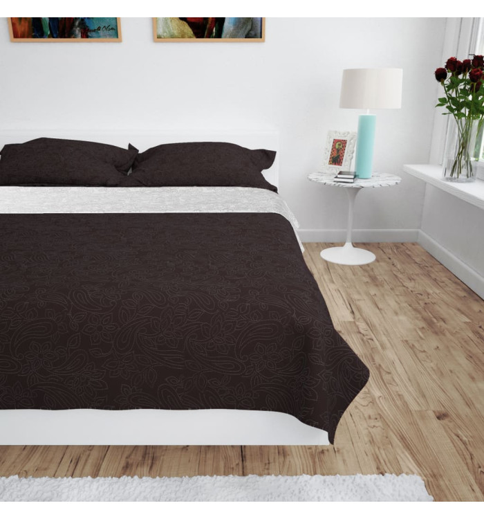 Couvre-lit à double face matelassé 230 x 260 cm Crème et marron | Mobilier & Déco