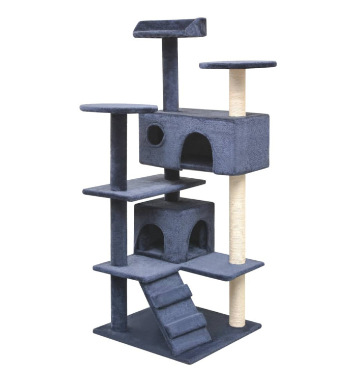 Arbre à chat avec griffoirs en sisal 125 cm Bleu foncé | Mobilier & Déco