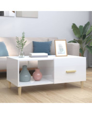 Table basse Blanc brillant 89,5x50x40 cm Bois d'ingénierie | Mobilier & Déco