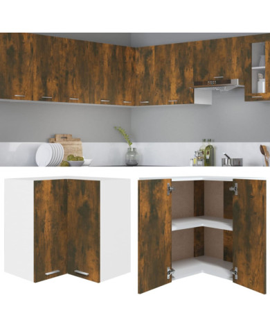Armoire d'angle suspendue "Lyon" Chêne fumé Bois d'ingénierie | Mobilier & Déco