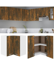 Armoire d'angle suspendue "Lyon" Chêne fumé Bois d'ingénierie | Mobilier & Déco