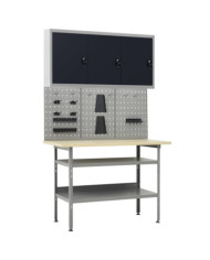 Établi avec 3 panneaux muraux et 1 armoire | Mobilier & Déco