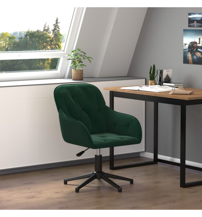 Chaise pivotante de bureau Vert foncé Velours | Mobilier & Déco