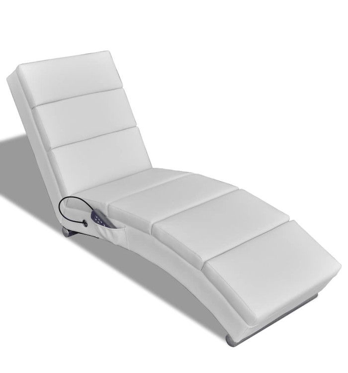 Chaise longue de massage Blanc Similicuir | Mobilier & Déco