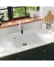 Évier de cuisine Granit Seul lavabo Blanc | Mobilier & Déco