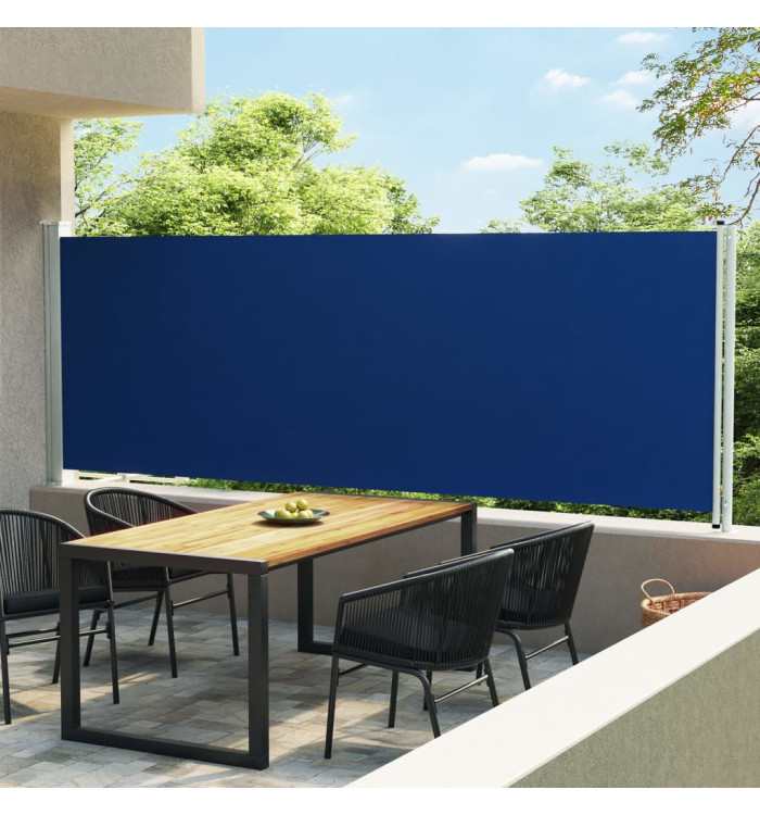 Auvent latéral rétractable de patio 160x600 cm Bleu | Mobilier & Déco