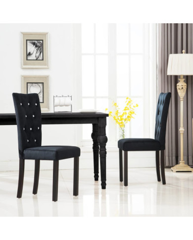 Chaises à manger lot de 2 Noir Velours | Mobilier & Déco