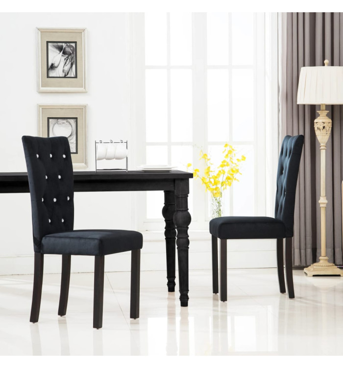 Chaises à manger lot de 2 Noir Velours | Mobilier & Déco