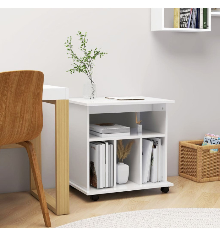 Armoire à roulettes Blanc brillant 60x45x60cm Bois d’ingénierie | Mobilier & Déco