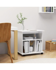 Armoire à roulettes Blanc brillant 60x45x60cm Bois d’ingénierie | Mobilier & Déco