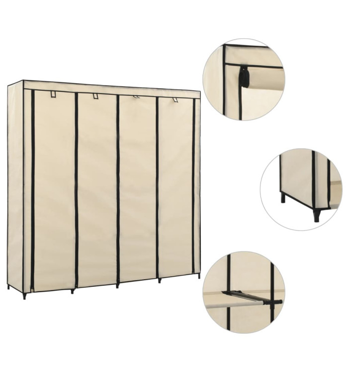 Garde-robe avec 4 compartiments Crème 175x45x170 cm | Mobilier & Déco