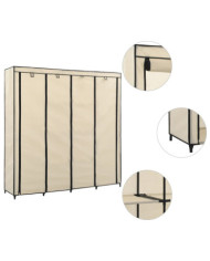 Garde-robe avec 4 compartiments Crème 175x45x170 cm | Mobilier & Déco