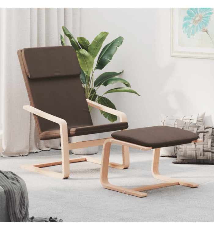 Chaise de relaxation avec repose-pied Marron foncé Tissu | Mobilier & Déco