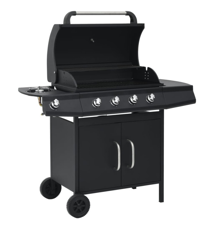 Barbecue à gaz 4+1 zones de cuisson Noir Acier | Mobilier & Déco