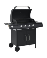 Barbecue à gaz 4+1 zones de cuisson Noir Acier | Mobilier & Déco