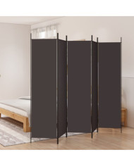 Cloison de séparation 5 panneaux Marron 250x200 cm Tissu | Mobilier & Déco