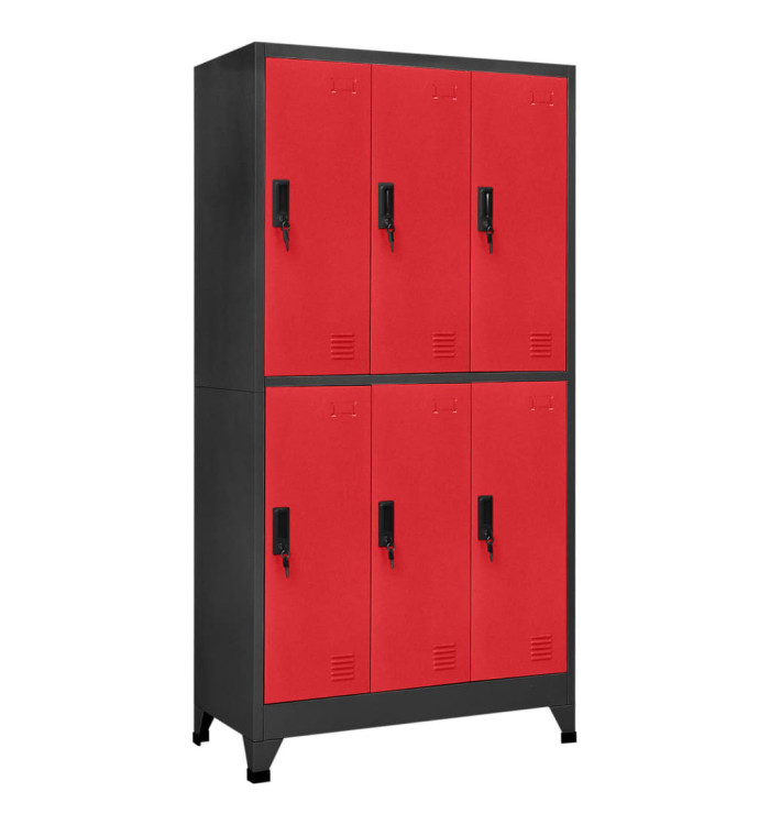 Armoire à casiers Anthracite et rouge 90x45x180 cm Acier | Mobilier & Déco