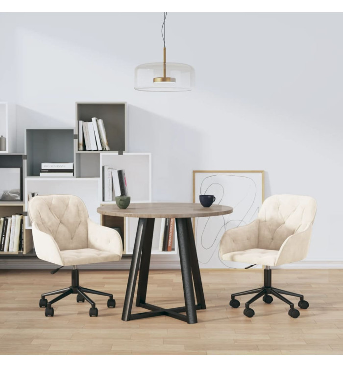 Chaises pivotantes à manger lot de 2 Crème Velours | Mobilier & Déco