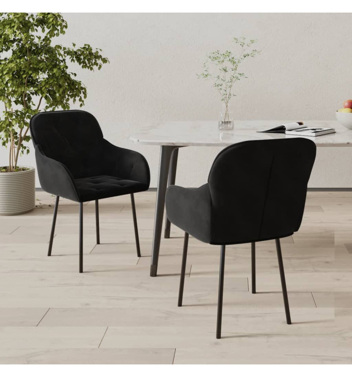 Chaises à manger lot de 2 Noir Velours | Mobilier & Déco