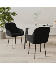 Chaises à manger lot de 2 Noir Velours | Mobilier & Déco