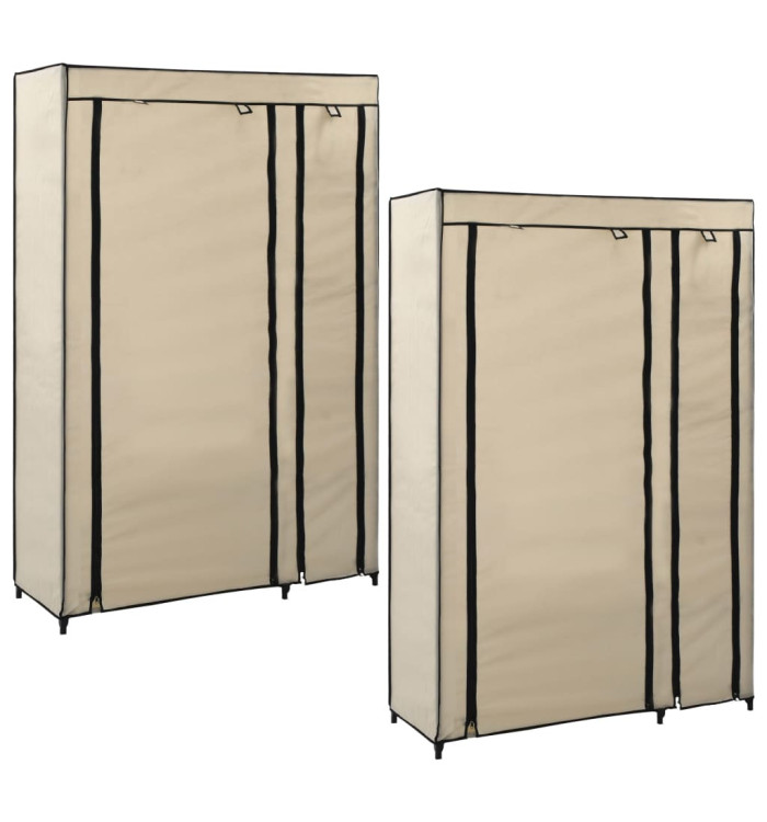 Garde-robes pliables 2 pcs Crème 110x45x175 cm Tissu | Mobilier & Déco