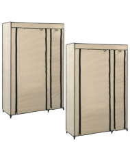 Garde-robes pliables 2 pcs Crème 110x45x175 cm Tissu | Mobilier & Déco