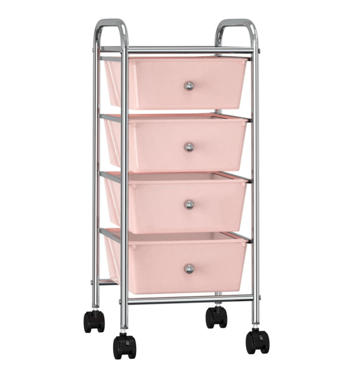 Chariot de rangement mobile à 4 tiroirs Rose Plastique | Mobilier & Déco