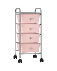 Chariot de rangement mobile à 4 tiroirs Rose Plastique | Mobilier & Déco