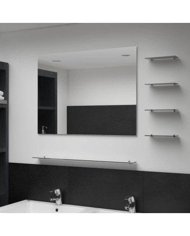 Miroir mural avec 5 étagères Argenté 80 x 60 cm | Mobilier & Déco