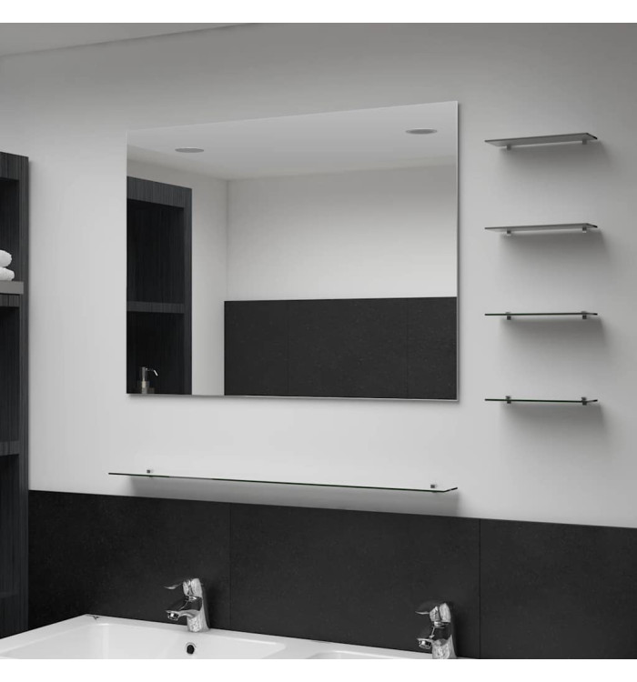 Miroir mural avec 5 étagères Argenté 80 x 60 cm | Mobilier & Déco
