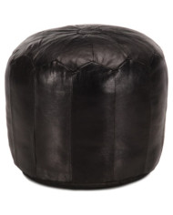Pouf 40 x 35 cm Noir Cuir véritable de chèvre | Mobilier & Déco